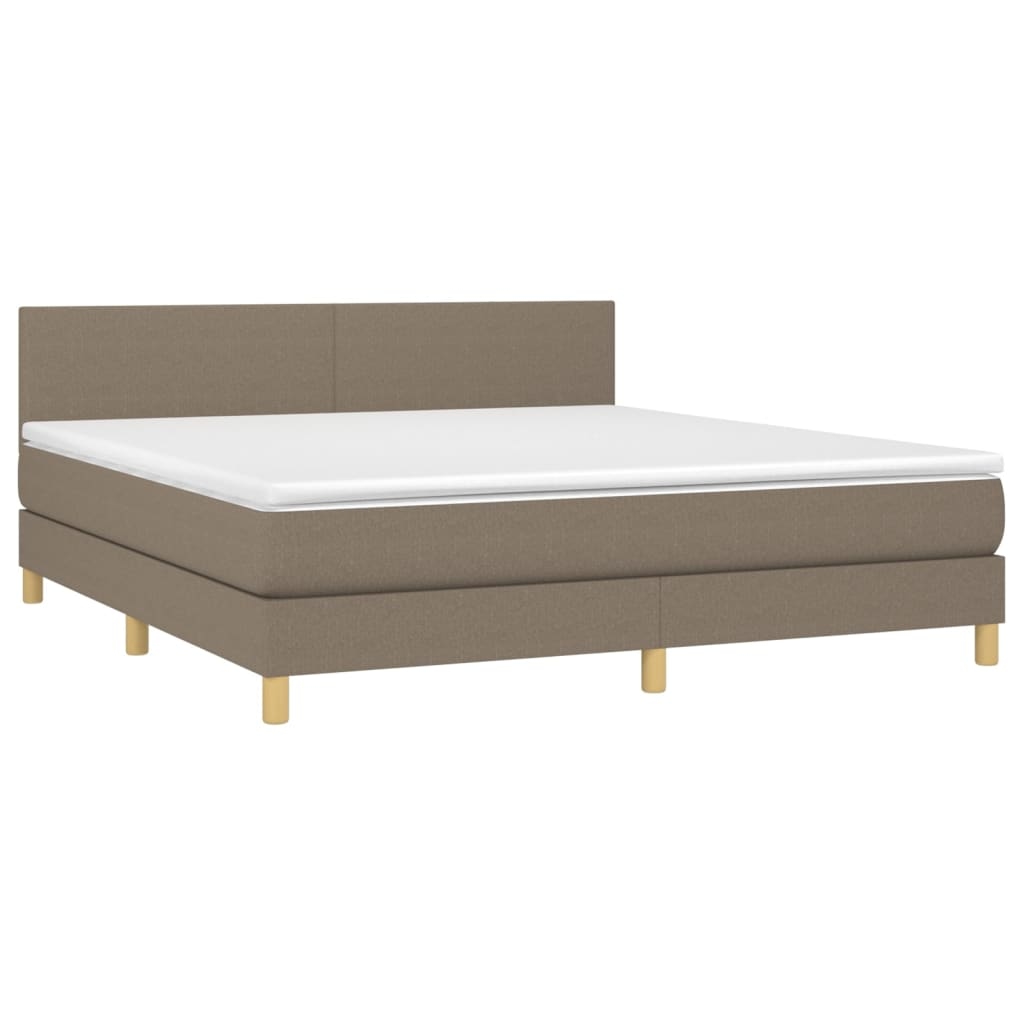 vidaXL Boxspringbett mit Matratze & LED Taupe 180x200 cm Stoff Image