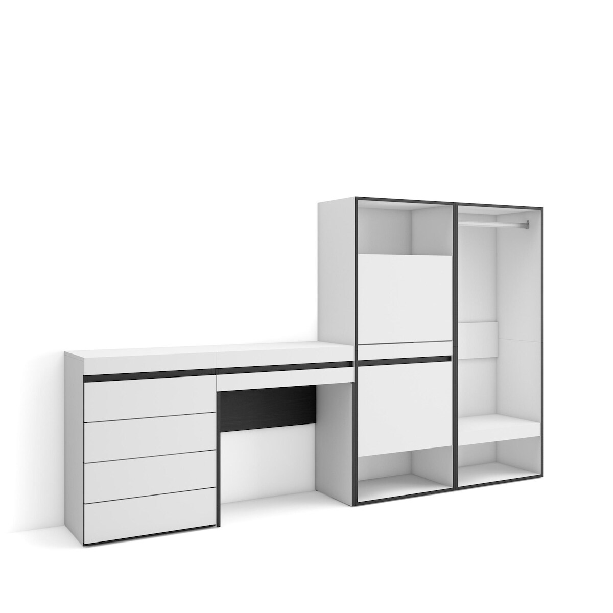 SKRAUT HOME Schuhschrank, Platzsparender Schrank, 247x35x145 cm, Schlafzimmer, Offener Schrank, Kommode, Frisiertisch, Modern Style, Weiß _ 459_22 Image