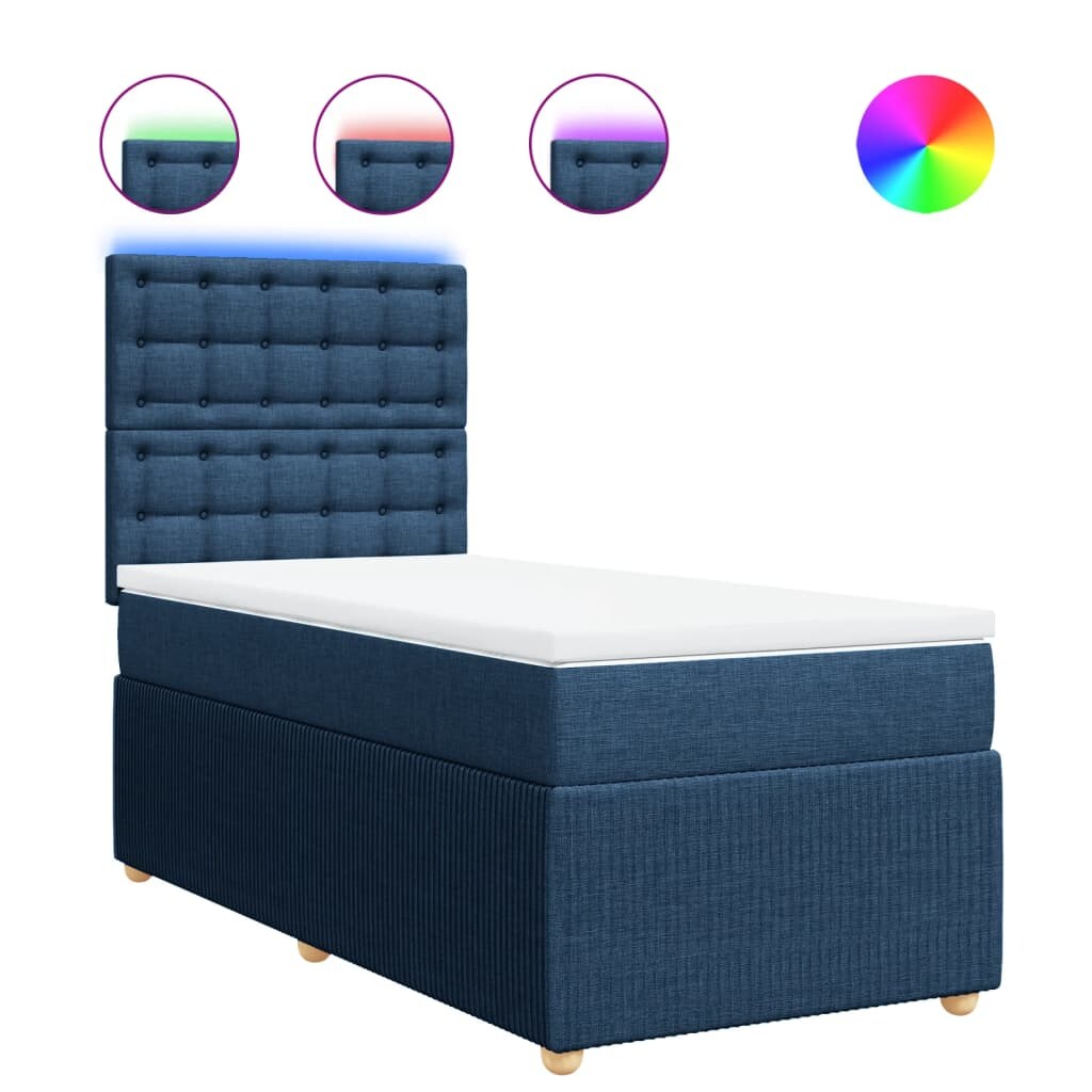 vidaXL Boxspringbett mit Matratze Blau 80x200 cm Stoff Image