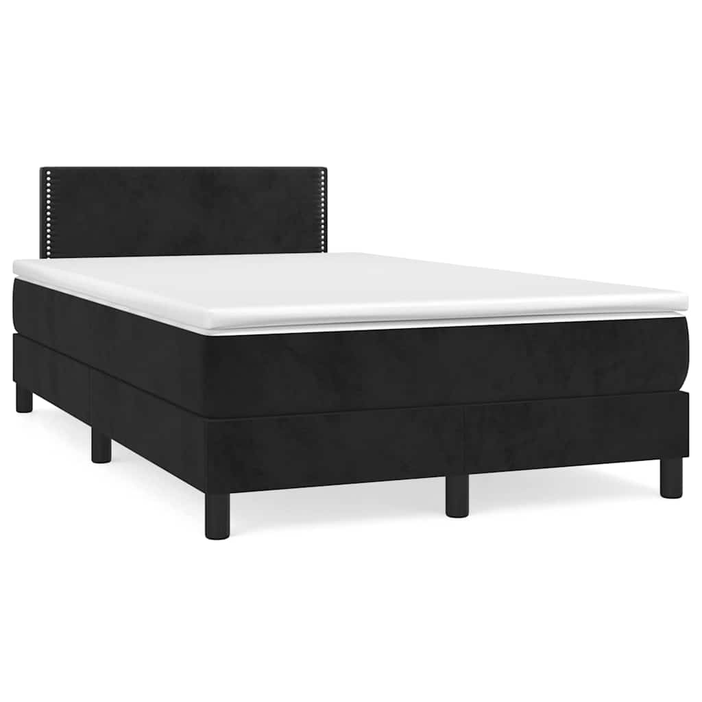vidaXL Boxspringbett mit Matratze & LED Schwarz 120x190 cm Samt Image