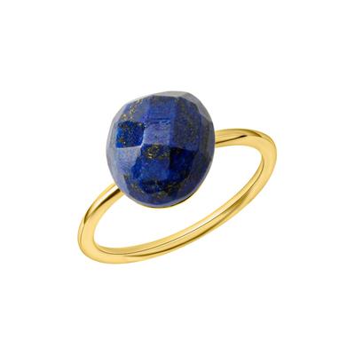 Celesta - Ring 925 Silber vergoldet Lapislazuli 925/- Sterling Silber Lapislazuli blau Ringe 1 ct Weiss Damen