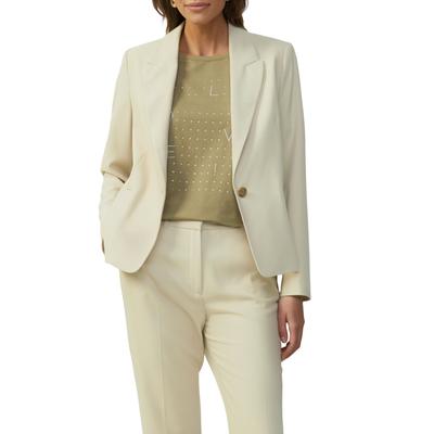 Jackenblazer S.OLIVER BLACK LABEL, Damen, Gr. 40, beige, Piquu00e9, Obermaterial: 49% Polyester, 48% Viskose, 3% Elasthan. Futter: 100% Polyester, unifarben, casual, regular fit taillenbedeckt, Langarm, Blazer, mit Reverskragen Image