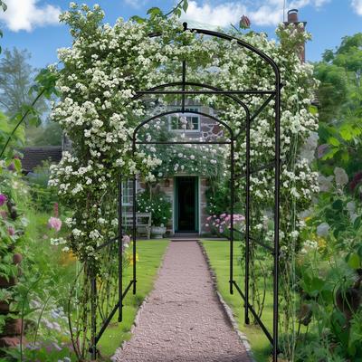 Large Metal Archway Arbor Plants Arch Trellis Garden Tunnel with Climbing Net