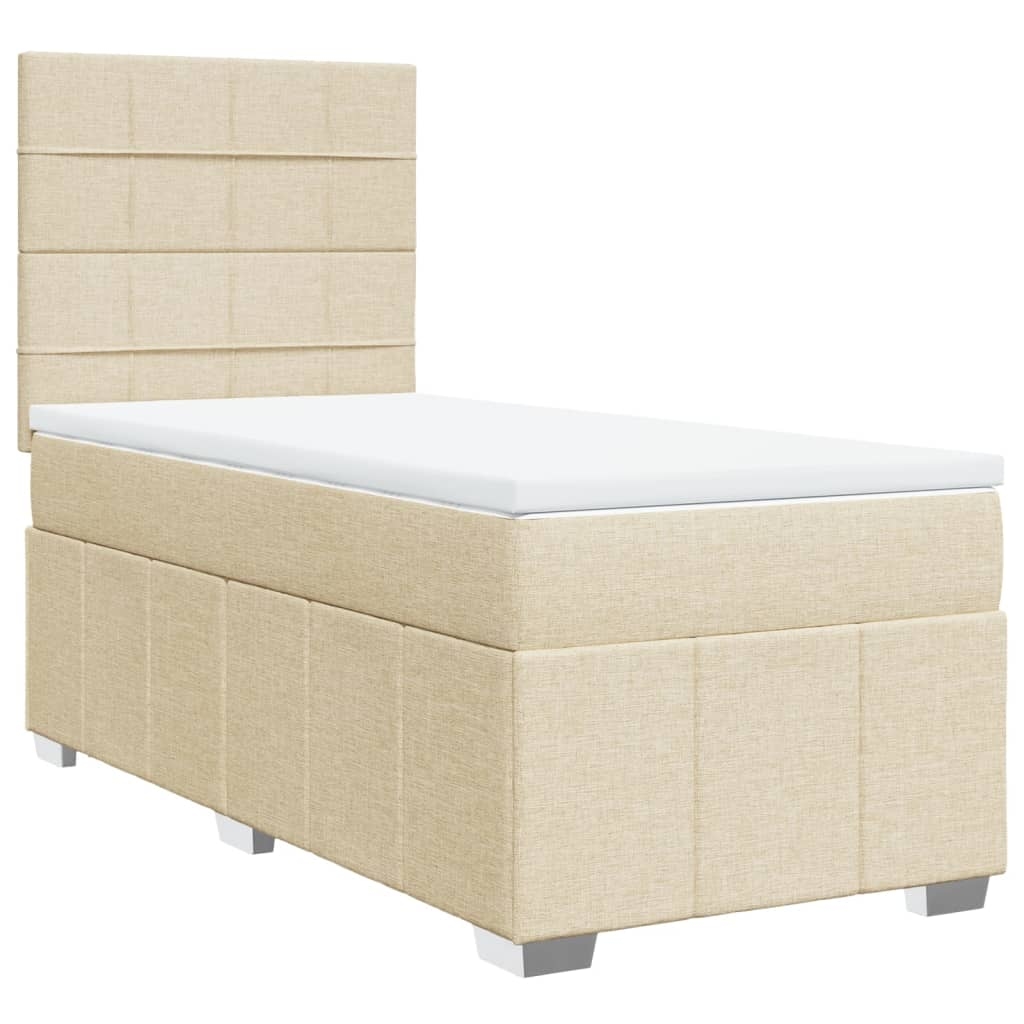 vidaXL Boxspringbett mit Matratze Creme 90x200 cm Stoff Image