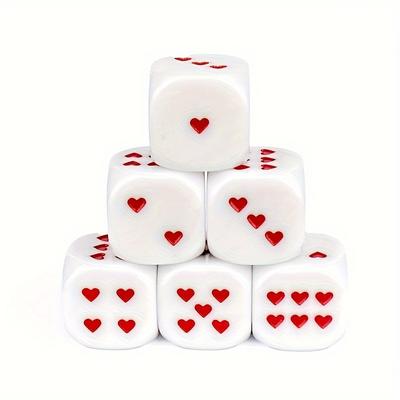 TEMU 6pcs Heart-shaped Acrylic Dice, 25mm, Party Game Accessories, 14+ Image