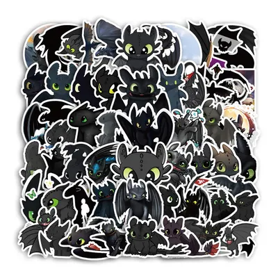 10/30/60PCS Zahnlose Aufkleber Film Cartoon Aufkleber Kawaii Drachen Dekoration Kühlschrank Gepäck Laptop Gitarre Fahrrad Skateboard Spielzeug Image