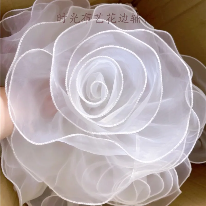 New Customized 15cm Handmade Big Flower Organza White/Pink/Red Wedding Dress/Clothes Flower Applique Accessories SC836