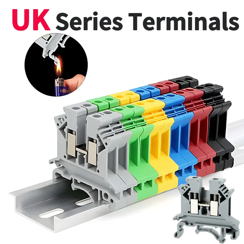 Hochwertige UK-Klemmen, Schraubklemmverbinder für Verkabelung, Messing-DIN-Schienenverbinder, UK1.5N/2.5B/3N/5N/6N/10N/16N/25N/35N/50N Image
