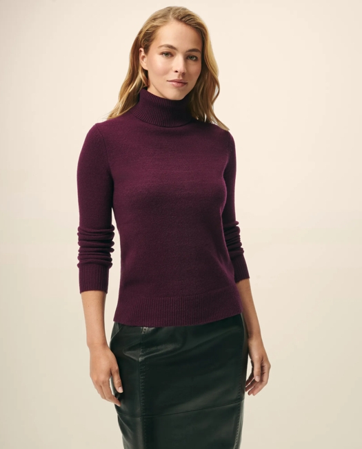 Brooks Brothers Women's Cashmere Turtleneck Sweater | Maroon | Size Small
