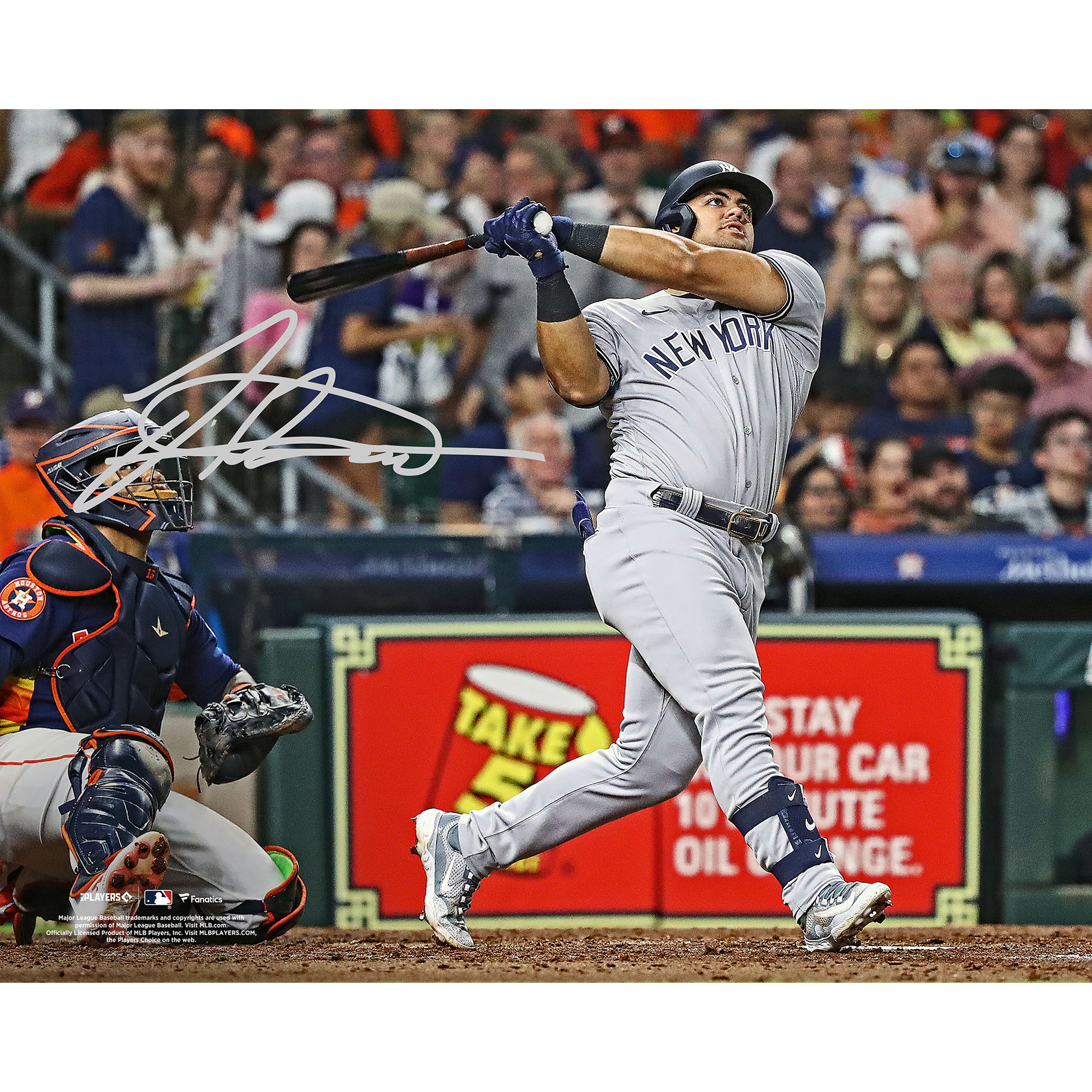 Signiertes Home-Run-Foto von Jasson Dominguez, New York Yankees, 16 x 20 Zoll Image