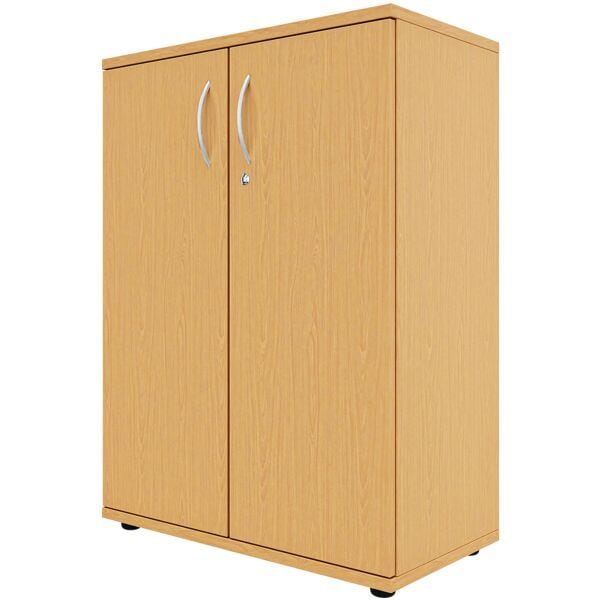 fm Büromöbel Flügeltürenschrank abschließbar für 3 Ordnerhöhen Breite 80 cm braun, 80x111.5x44.2 cm