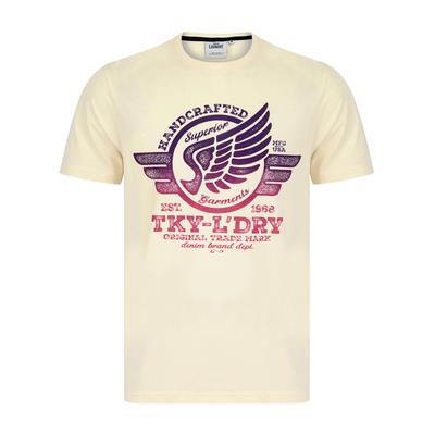 T-Shirts Debenham Gradient Ombre Vintage Retro Motif Cotton Jersey T-Shirt in Tofu / XL - Tokyo Laundry