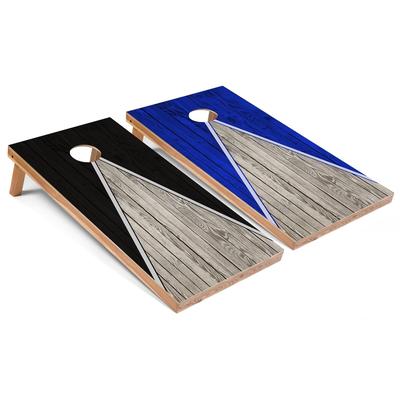 Black and Royal Pyramid Cornhole Boards with Carry Case