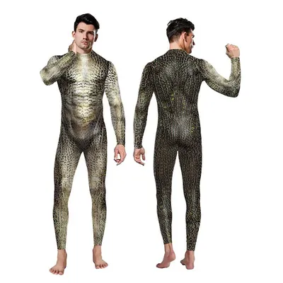 3D Krokodil Gedruckt Cosplay Body Kostüm Männer Frauen Schlange Haut Muster Zentai Halloween Party Overall Leistung Anzug Image