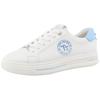 Plateausneaker TOM TAILOR, Damen, Gr. 36, blau (weiß, hellblau), Lederimitat, mehrfarbig, sportlich, Schuhe, Halbschuh, Freizeitschuh, Schnürschuh, Kontrastbesatz an der Ferse