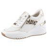 Keilsneaker MARCO TOZZI, Damen, Gr. 38, weiß (weiß, beige), Lederimitat, animal-print, kontrastfarbene Details, sportlich, Schuhe Sneaker, Freizeitschuh, Halbschuh Schnürschuh mit Außenreißverschluss