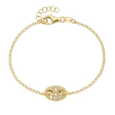 Armband SMART JEWEL "Mittelteil mit Zirkonia, Silber 925", gold, Armbänder, Damen, 19cm, Silber 925 (Sterlingsilber)