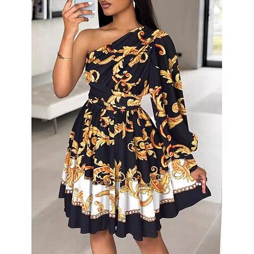 Damen kleid lang Casual kleid A Linie Kleid Stilvoll Brautkleider schlicht Urlaub Täglich Regular Fit Graphic 3/4 Ärmel Asymmetrisch Schwarz Rosa Sommer