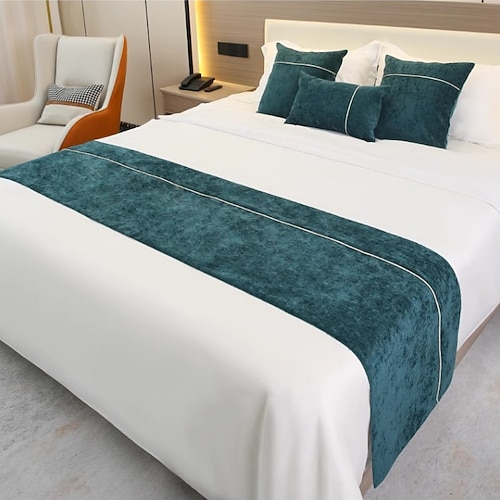 Bettläufer Bett-Schal Samt dekorativer Bett-Schal für Zuhause Hotel Bettüberwürfe Schals Schutz moderner einfarbiger Bettläufer für das Fußende des Bettes Heim Schlafzimmer Bettwäsche Dekoration Image