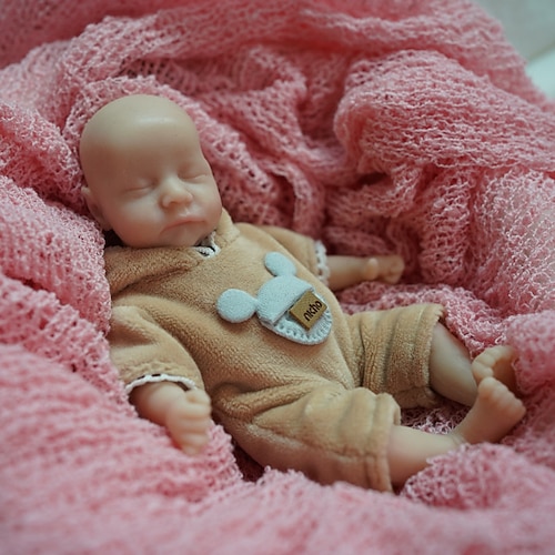 Zwillinge Miniatur lebensechte wiedergeborene Babypuppen handgefertigte Silikonüberraschung Zubehören enthalten für Kinder im Alter von 3-6 Jahren - realistische Neugeborenen Puppenset Image