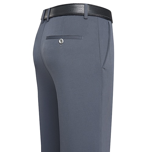 Herren Anzughosen Hose Hosen Chinesisch Chino Knopf Tasche Feste Farbe Komfort Formal Party Arbeit Modisch Klassicher Stil Schwarz Marineblau Mikro-elastisch Image