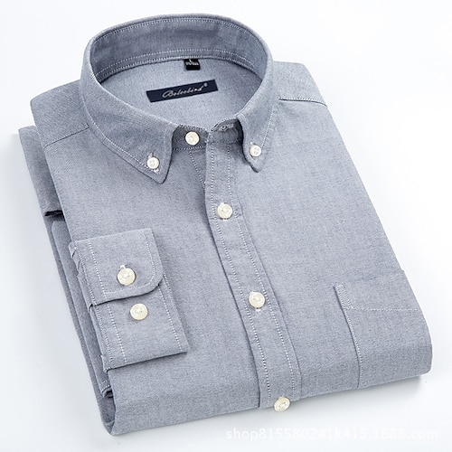 Herren Hemd Oberhemd Knopfhemd Streifen Hochzeit Party Weiß Blau Himmelblau Violett Langarm Kargen Frühling Herbst Bekleidung Knopf Image