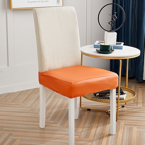 wasserdichte Stuhlbezüge aus PU-Leder für Esszimmerstühle, elastische Hockerbezüge, langlebiger, staubdichter Kissenbezug für Zuhause und Hotel Image