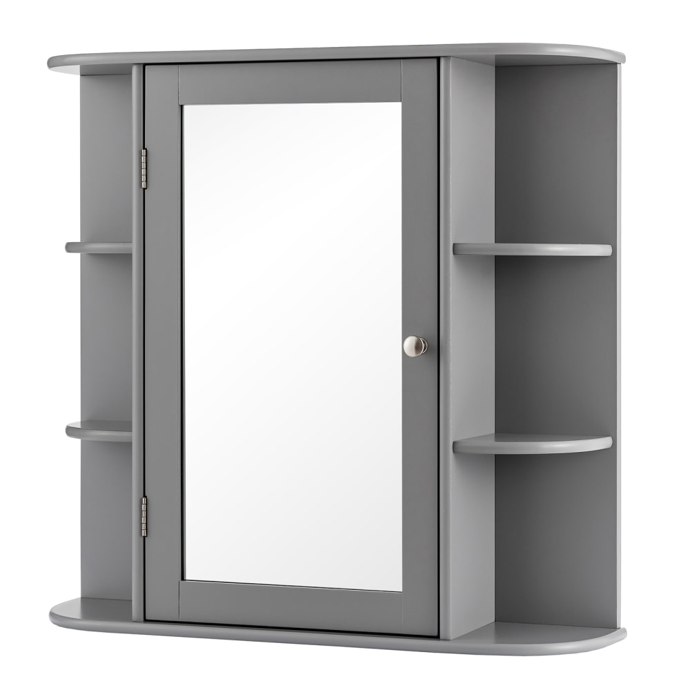 Armoire murale grise pour salle de bain avec miroir 65 x 17 x 63 cm