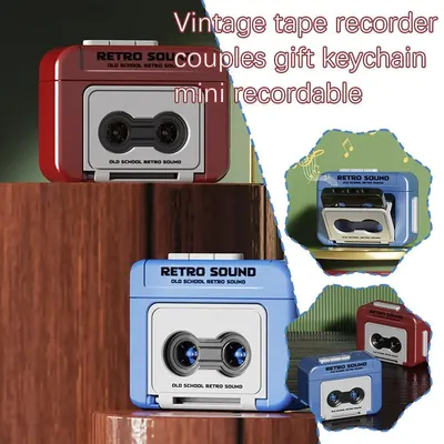 Vintage Tape Recorder Couple Gift Keychain Mini Recordable Mini Retro Cassette Recorder Classic Fun