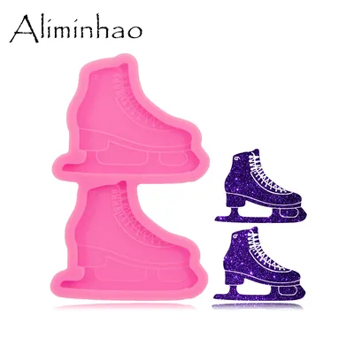 DY1631 Shiny 1.5in Figure Skate Phone Grip Sockets Resin Mold for Phone Grip Top, Silicone Molds