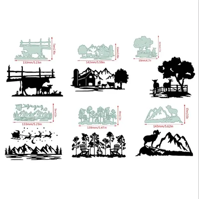 2024 Metal Cutting Dies Tree Mountain Fence Sled Animals diy Scrapbooking Photo Album Decorative