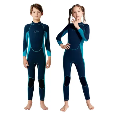 Children's 3MM Neoprene Wetsuit Back Zipper Surfing Snorkeling Swimming Suit Long Sleeves Boys Girls
