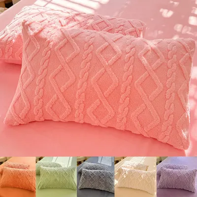 Milk Fleece Winter Thickened Pillowcase Bedding Coral Fleece Simple Luxury Winter Warm Soft Pillows