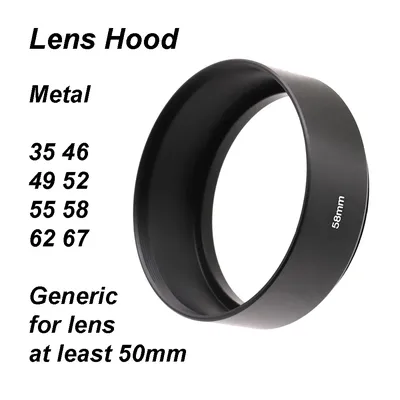 Generic Metal Standard Lens Hood Screw-in 35 46 49 52 55 58 62 67 mm Universal Black focal distance