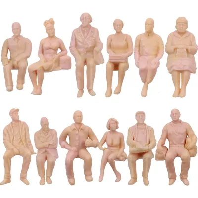 Evemodel P2510 12pcs Model Trains Figures G Scale 1:25 Unpainted People Seated