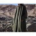 Q047---Cappotto oversize invernale in lana cotta da donna in verde muschio intenso, cappotto lungo in lana, su ordinazione.