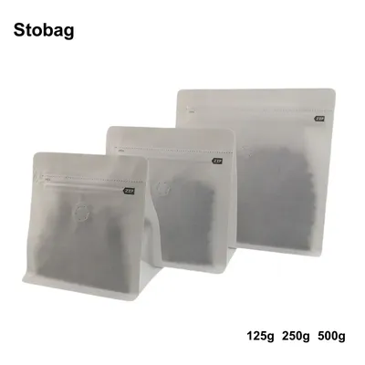 StoBag 20pcs White Coffee Beans Packaging Bag Cotton Paper Plastic Sealed for Powder Food Nuts