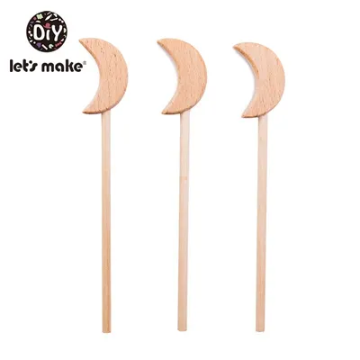 Let'S Make 20Pc Baby Stroller Toys Heart Shape Wooden Magic Wand Baby Wood Teether Toys 0-12 Months