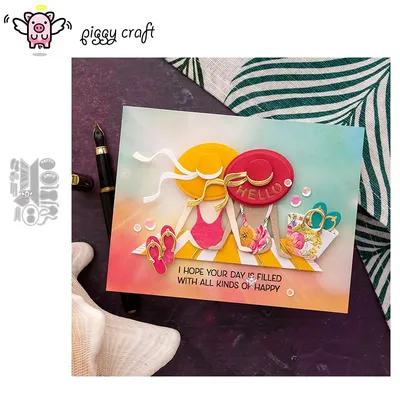 Piggy Craft metal cutting dies cut die mold Beach holiday decoration Scrapbook paper craft knife