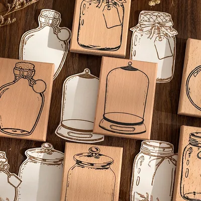Journal GO Vintage Wood Stamp Drift Bottle DIY Art Wooden Rubber Stamps Card Making Journal Planner