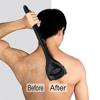 Painless Back Shaver Hair Remover 2 in 1 Facial Hair Trimmer Razor Foldable Handle Back Hair