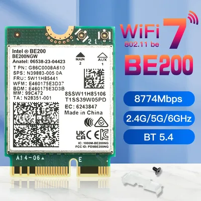 WiFi 7 BE200 Bluetooth 5.4 Tri Band 2.4G/5G/6GHz M.2 Wireless Network Adapter For Windows 11 PC
