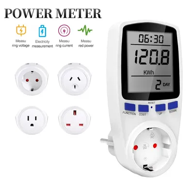 Digital Power Meter AC 220V LCD Wattmeter Socket Wattage Kwh Energy Meter EU UK US AU Plug Measuring