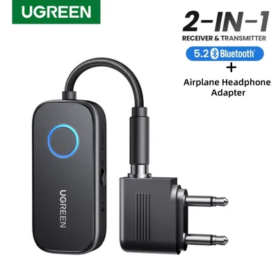 UGREEN Airplane Bluetooth Transmitter Receiver 2-in-1 Wireless Bluetooth Adapter-Use with Any 3.5MM