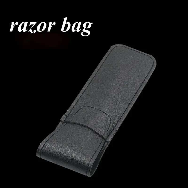 Leather Razor Case Shaver Pouches Keeps Your Razor and Razor Blade Safe PU Leather Black Protective Bag