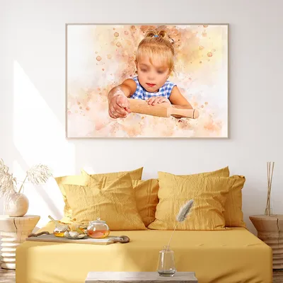 Customize baby/child watercolor paintings personalized canvases portraits family art anniversary