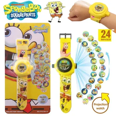 SpongeBob 24 Projection Patterns 3D Children Watches for Boy Girls Deformation Projection Electronic