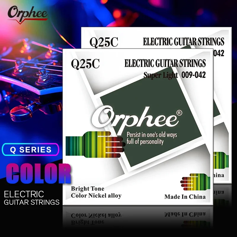 Orphee Q25C Color Electric Guitar Strings High Carbon Steel Hexagonal Core Electric Vacuum Packaging Guitar Parts & Accessory