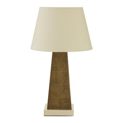 Iron & Marble Table Lamp with Cream Shade