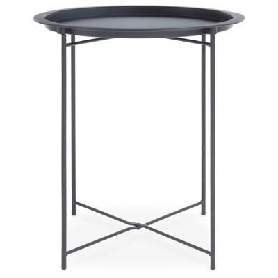 Jett Industrial Metal Round Tray Side Table